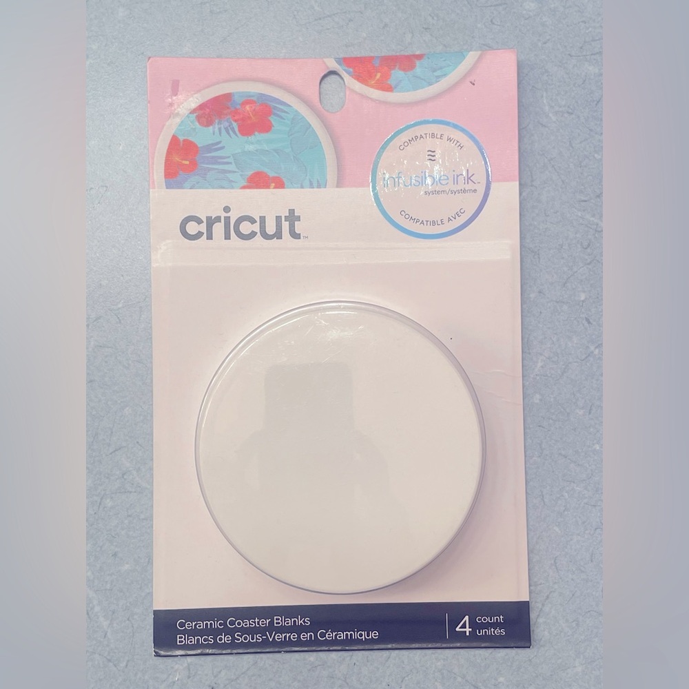 CRICUT CERAMIC COASTER BLANKS (4) for use with infusible ink, pens & markers.